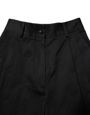 Dolce & Gabbana Schwarze Baumwoll-HighWaist-Hose mit weitem Bein