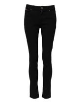 Dolce & Gabbana Schwarze Skinny Denim-Jeans aus Baumwolle mit mittlerer Taille