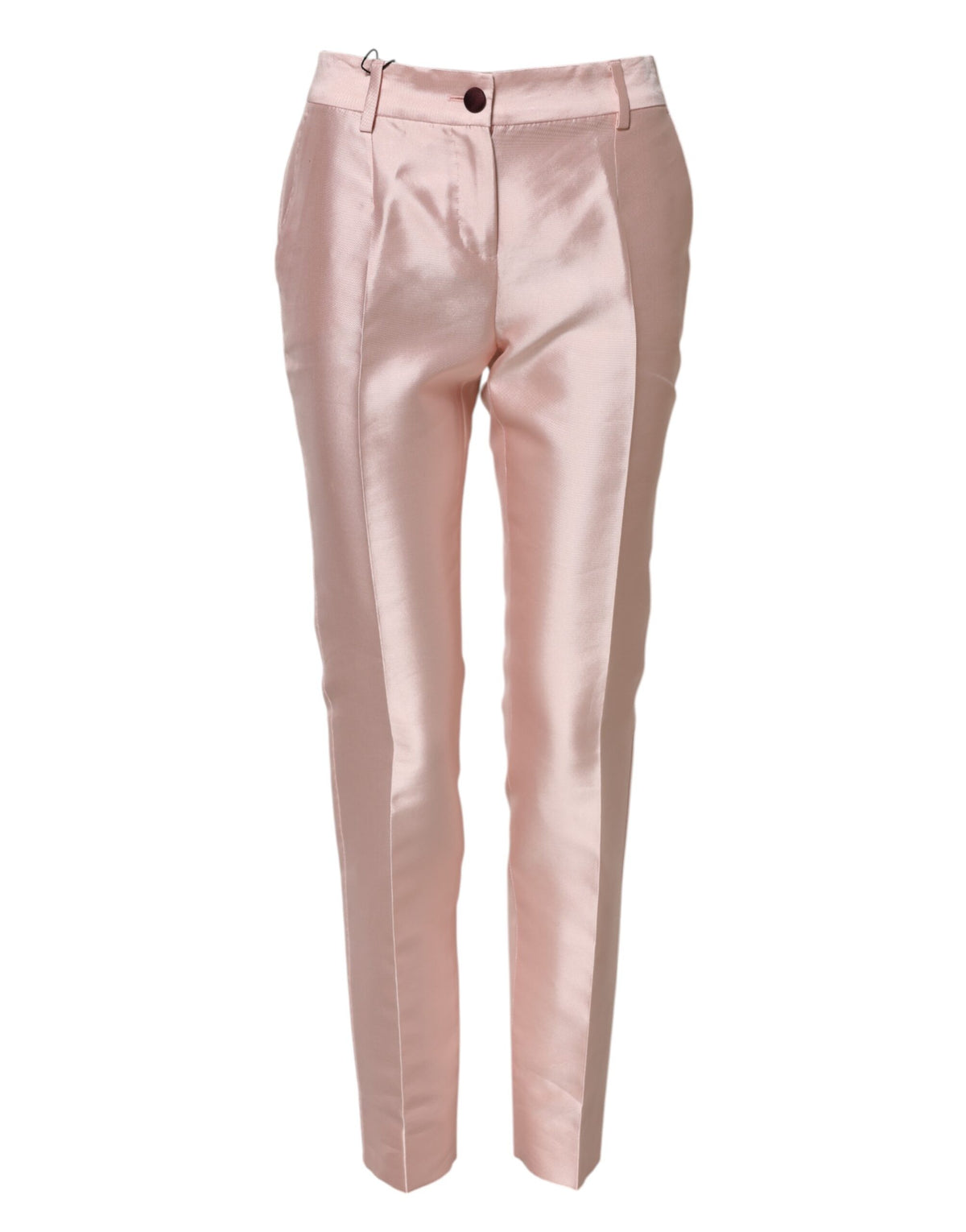 Dolce & Gabbana Rosa Satin-Hose mit hoher Taille und konisch zulaufender Hose