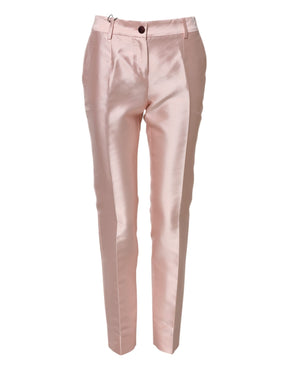 Dolce & Gabbana Rosa Satin-Hose mit hoher Taille und konisch zulaufender Hose