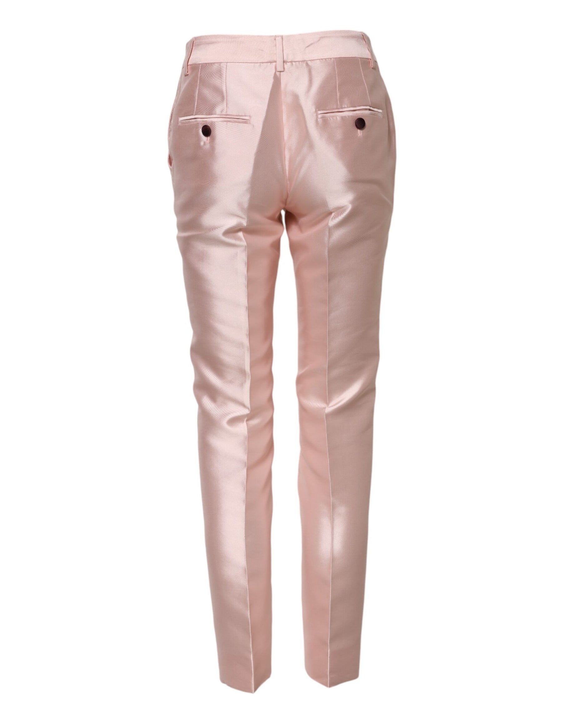 Dolce & Gabbana Rosa Satin-Hose mit hoher Taille und konisch zulaufender Hose