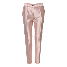Dolce & Gabbana Rosa Satin-Hose mit hoher Taille und konisch zulaufender Hose