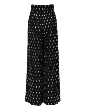 Dolce & Gabbana Schwarze, kristallverzierte Hose mit weitem Bein