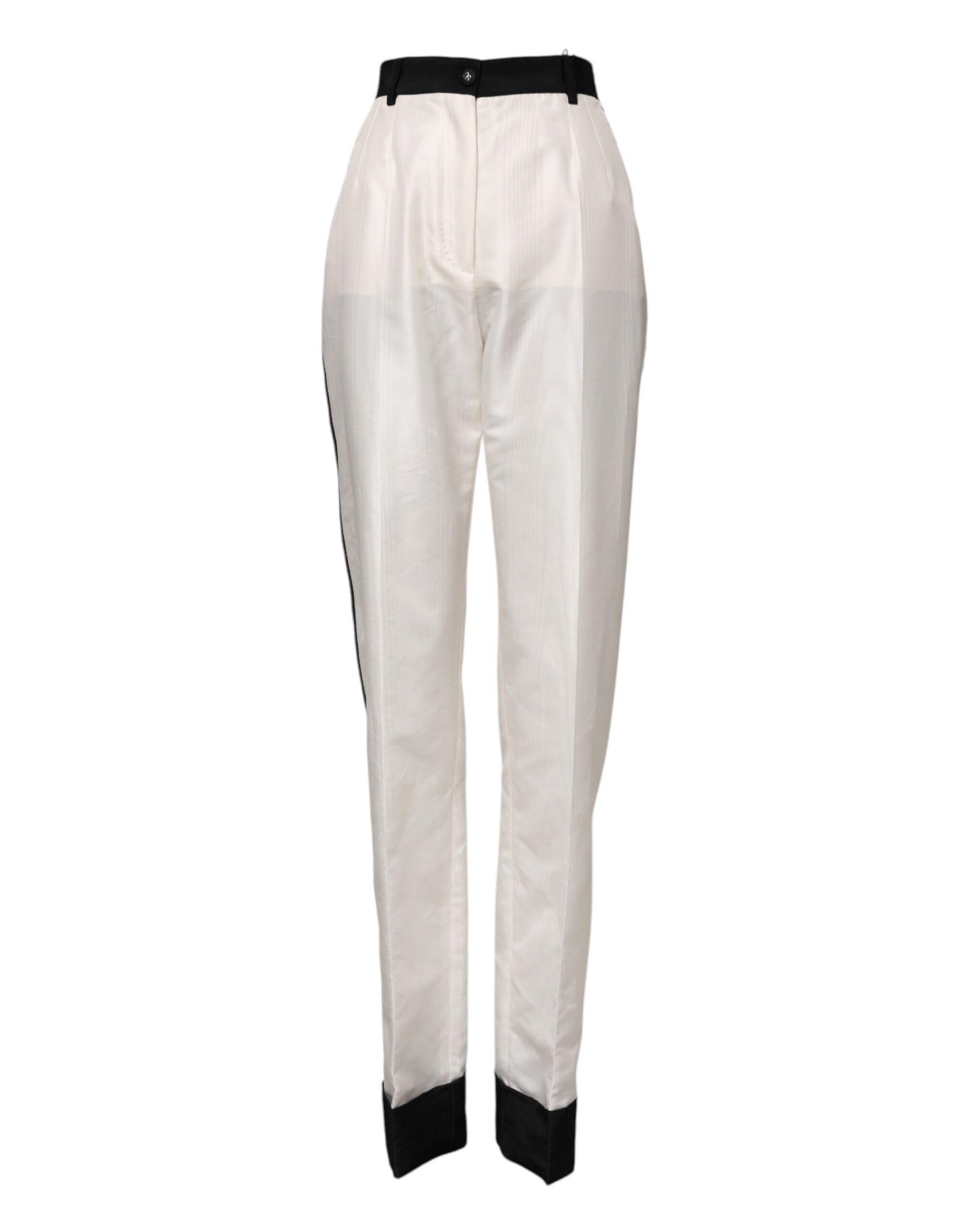 Dolce & Gabbana Weiße Straight Dress Hose mit hoher Taille
