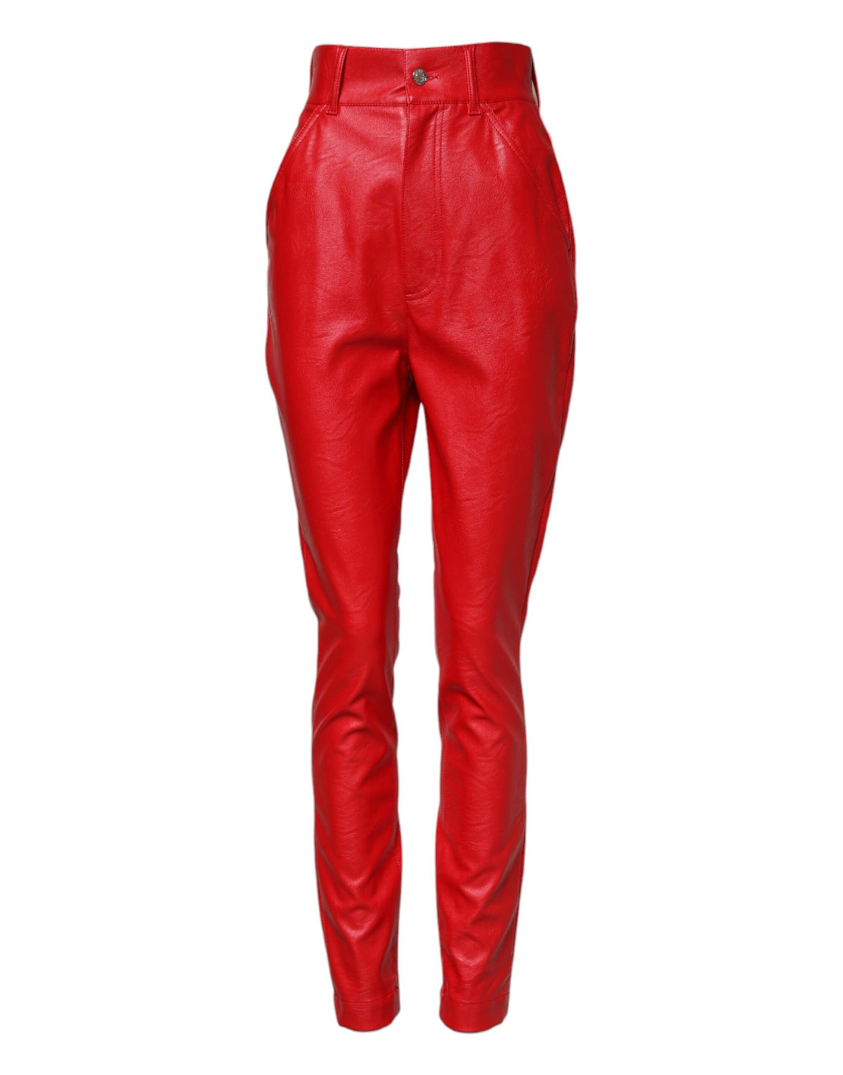 Dolce & Gabbana Rote Viskose-Hose mit hoher Taille und konisch zulaufender Hose