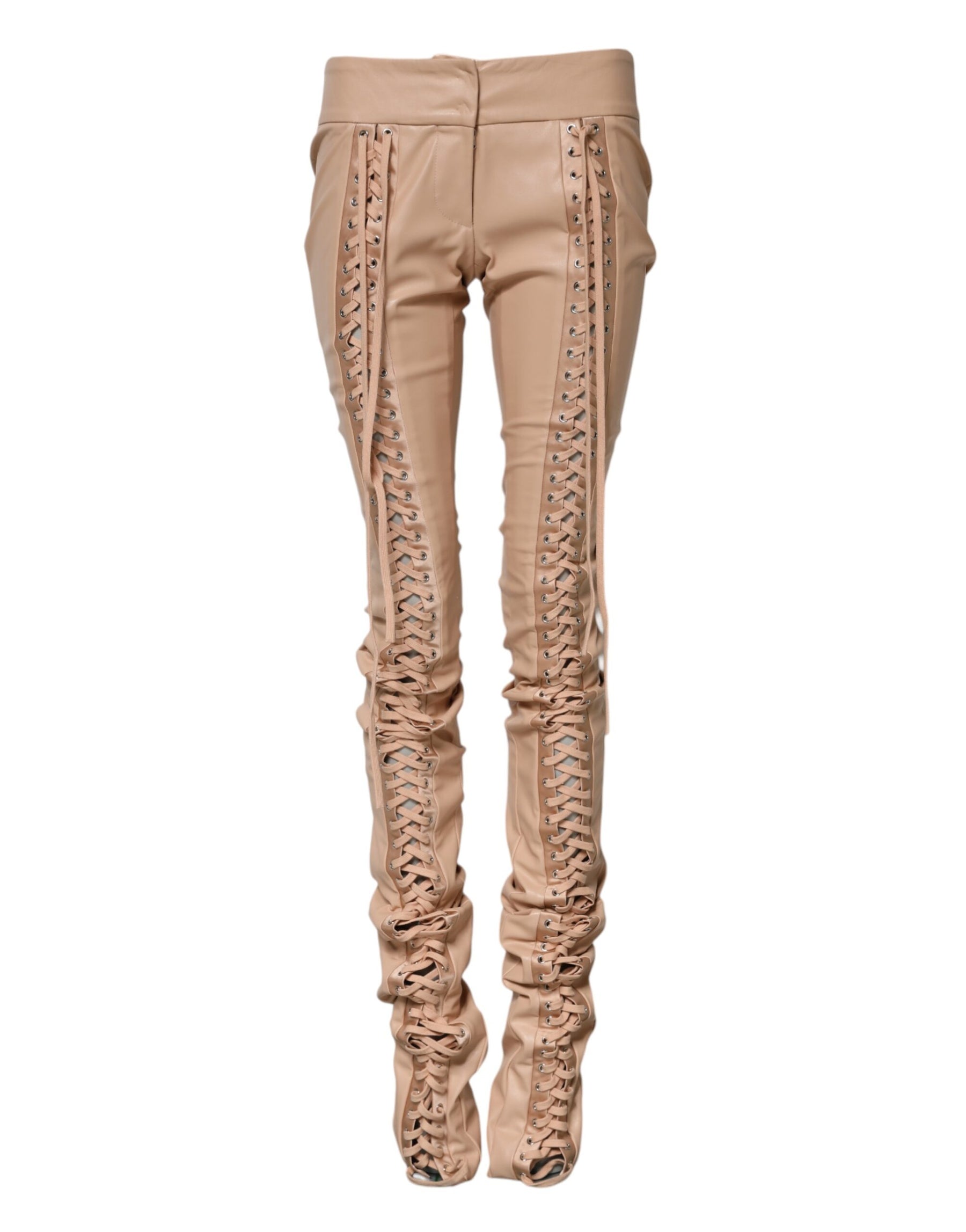Dolce & Gabbana Beige Spitze Details Mittlere Taille Skinny Hose