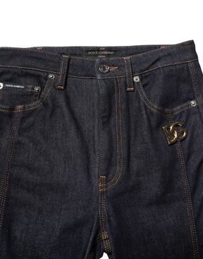 Dolce & Gabbana Schwarze Bootcut-Denim-Jeans aus Baumwolle mit mittlerer Taille