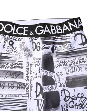 Dolce & Gabbana Weiße Grafik HighWaist Skinny Leggings Hose