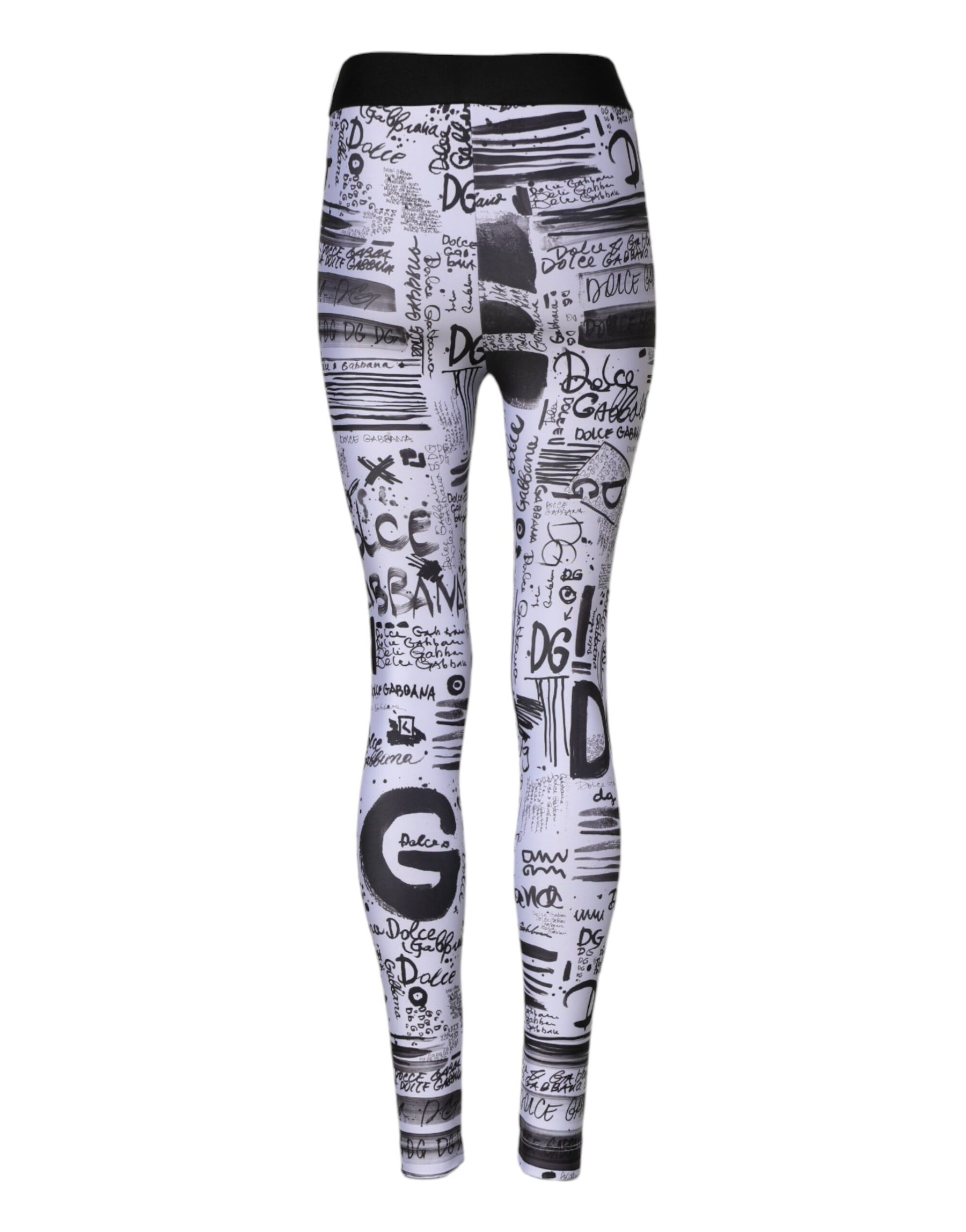 Dolce & Gabbana Weiße Grafik HighWaist Skinny Leggings Hose