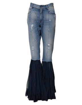 Dolce & Gabbana Blaue Denim-Jeans mit hoher Taille aus Baumwolle