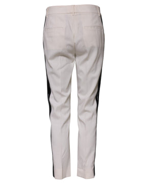 Dolce & Gabbana Weiße konisch zulaufende Hose aus Wolle mit mittlerer Taille
