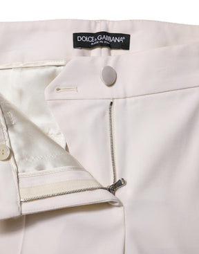 Dolce & Gabbana Weiße konisch zulaufende Hose aus Wolle mit mittlerer Taille
