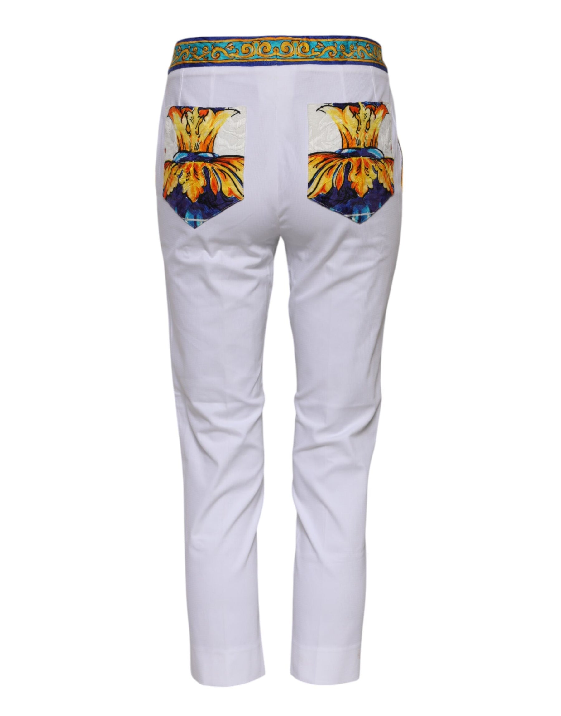 Dolce & Gabbana Weiße konisch zulaufende Hose aus Baumwolle mit mittlerer Taille