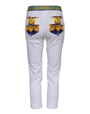 Dolce & Gabbana Weiße konisch zulaufende Hose aus Baumwolle mit mittlerer Taille