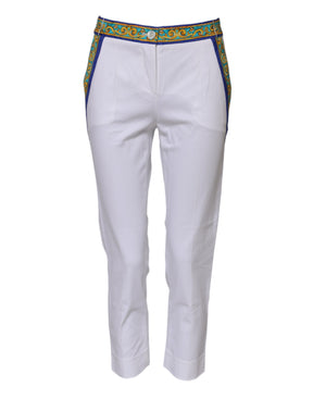 Dolce & Gabbana Weiße konisch zulaufende Hose aus Baumwolle mit mittlerer Taille