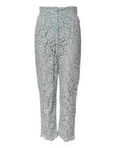Dolce & Gabbana Mintgrüne Hose aus Baumwolle mit floraler Spitze Hose