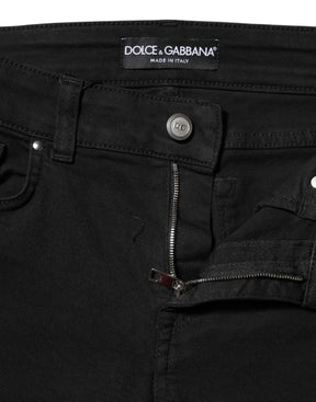 Dolce & Gabbana Schwarze Cotton Logo Skinny MidWaist Denim Jeans