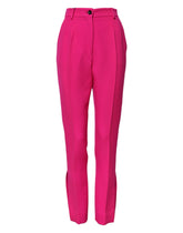Dolce & Gabbana Fuchsia Pink Hochtaillierte Hose mit schmalem Bund