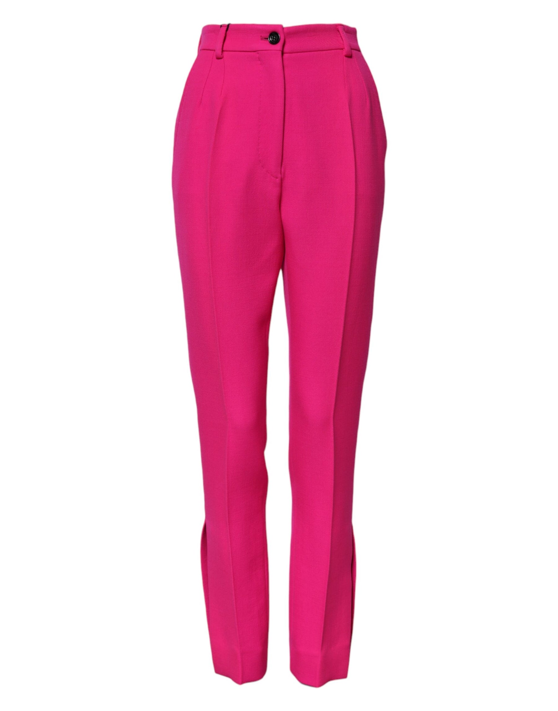 Dolce & Gabbana Fuchsia Pink Hochtaillierte Hose mit schmalem Bund