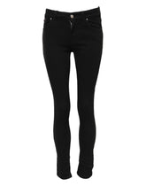 Dolce & Gabbana Schwarze Skinny Denim-Jeans aus Baumwolle mit mittlerer Taille