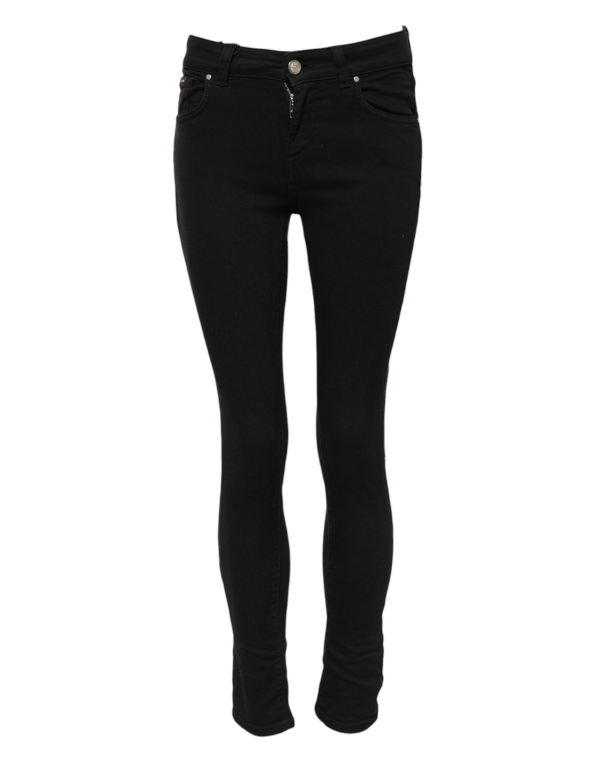 Dolce & Gabbana Schwarze Skinny Denim-Jeans aus Baumwolle mit mittlerer Taille