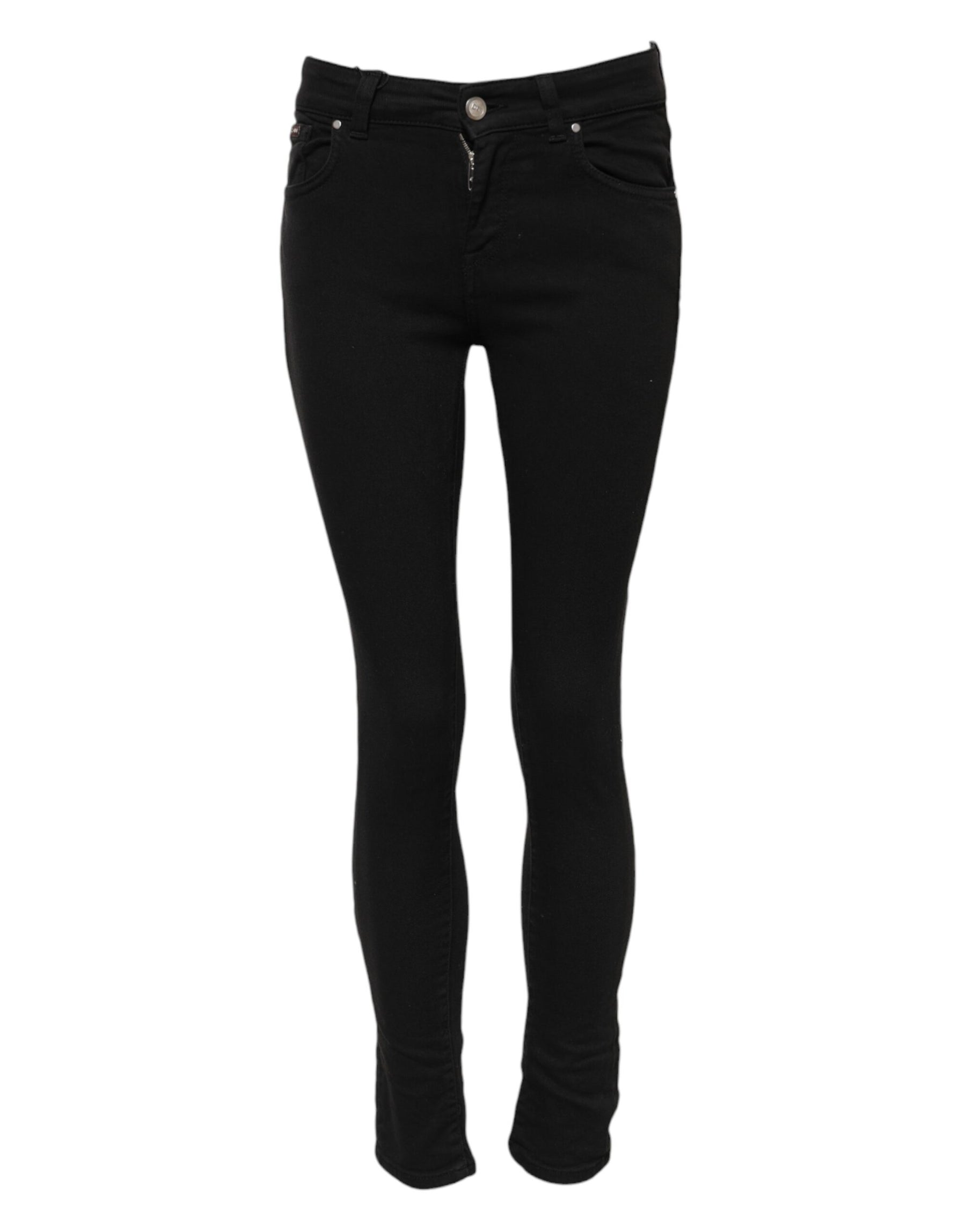 Dolce & Gabbana Schwarze Skinny Denim-Jeans aus Baumwolle mit mittlerer Taille