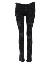 Dolce & Gabbana Schwarze zerfledderte Skinny Denim Jeans aus Baumwolle