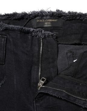 Dolce & Gabbana Schwarze zerfledderte Skinny Denim Jeans aus Baumwolle