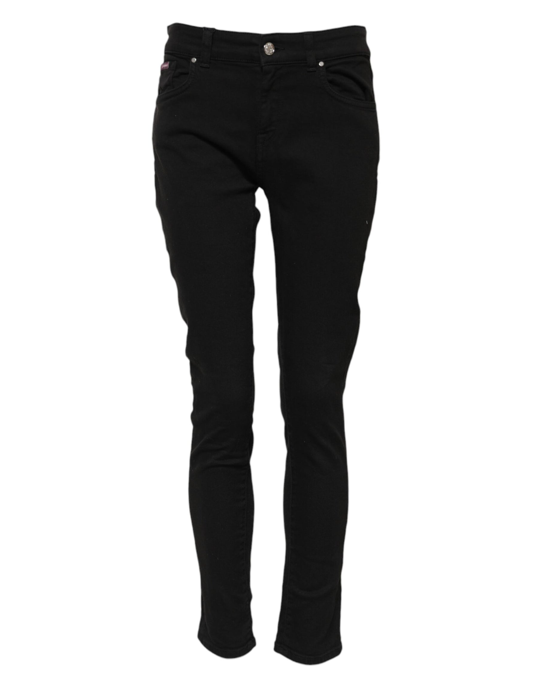 Dolce & Gabbana Schwarze Skinny Denim-Jeans aus Baumwolle mit mittlerer Taille