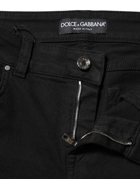 Dolce & Gabbana Schwarze Skinny Denim-Jeans aus Baumwolle mit mittlerer Taille