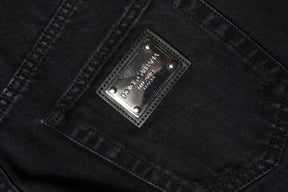 Dolce & Gabbana Schwarze zerfledderte Denim-Jeans mit mittlerer Taille aus Baumwolle