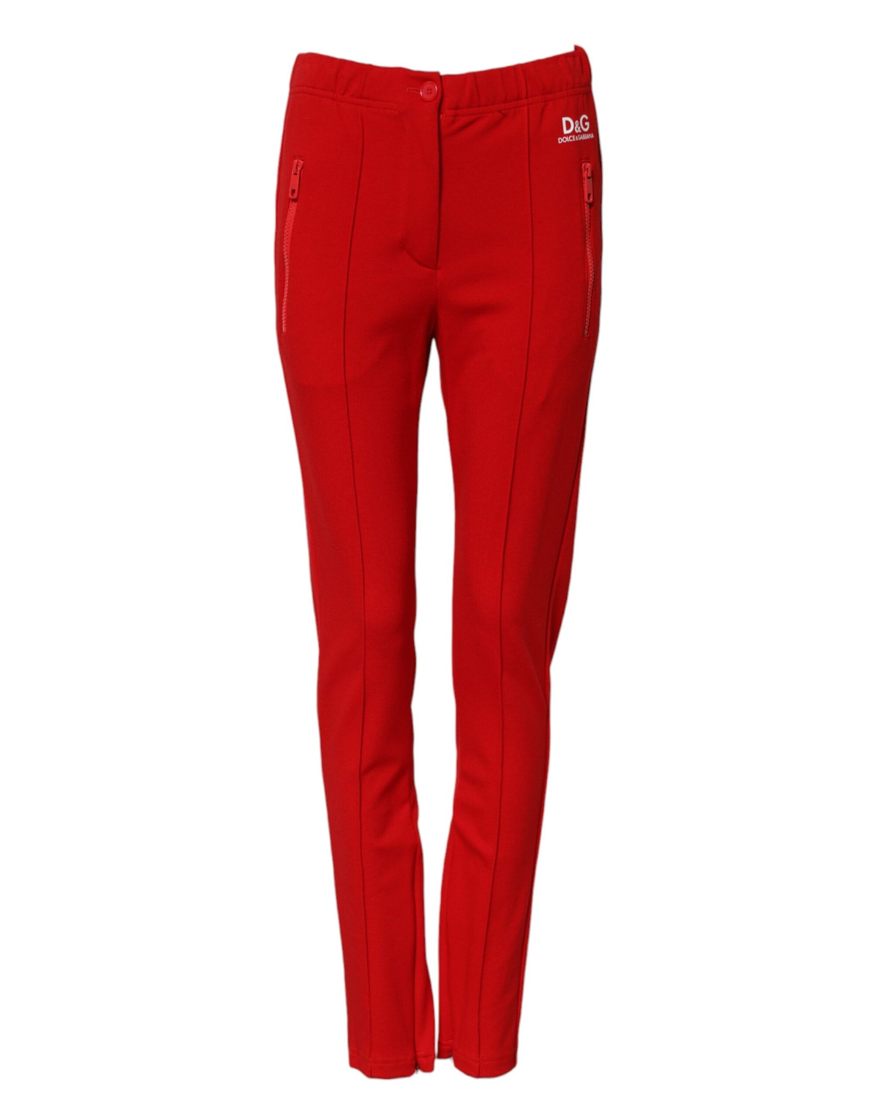 Dolce & Gabbana Rote Slim Fit-Hose mit mittlerer Taille
