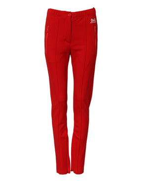 Dolce & Gabbana Rote Slim Fit-Hose mit mittlerer Taille