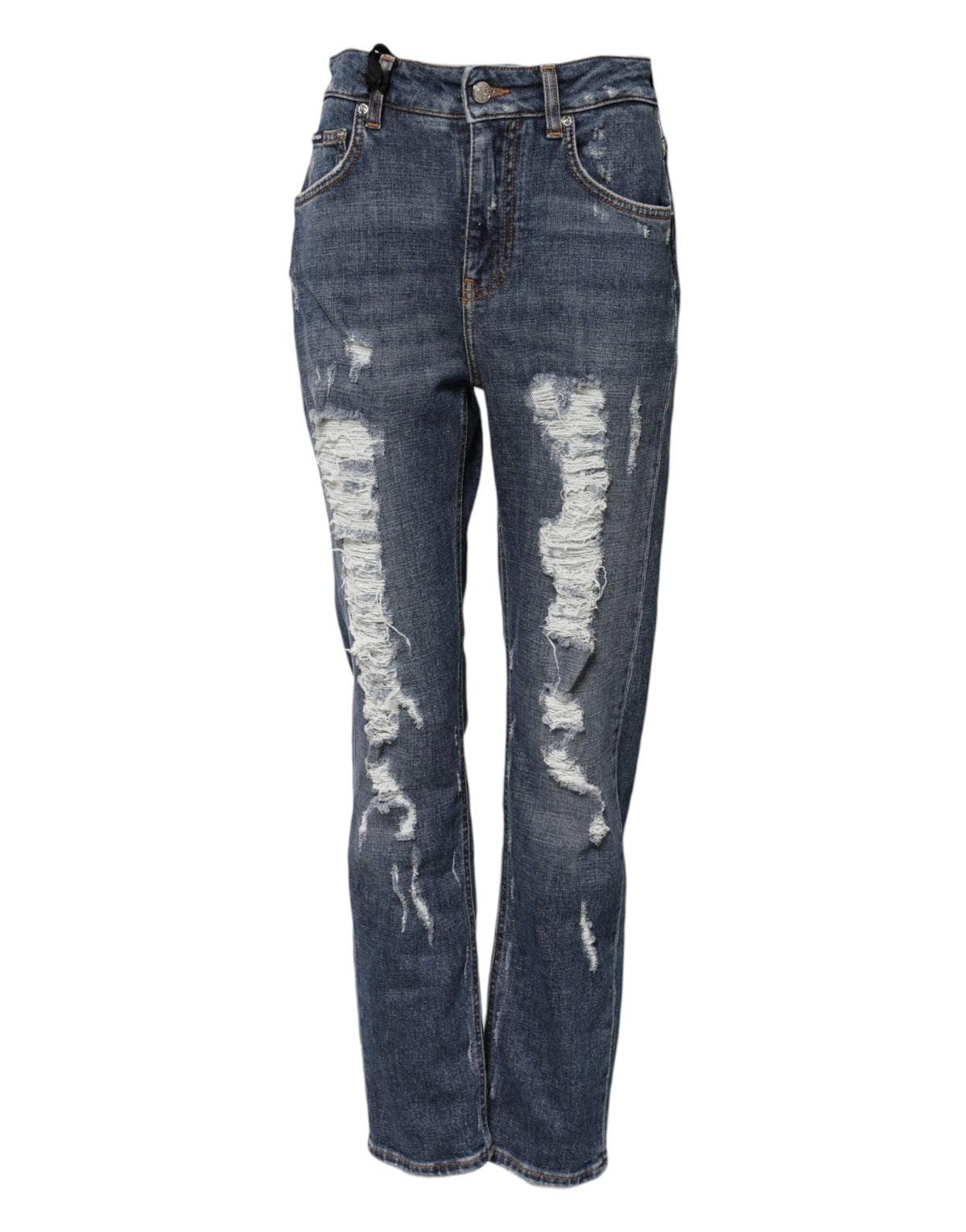 Dolce & Gabbana Blaue Boyfriend-Jeans aus zerfetztem Denim