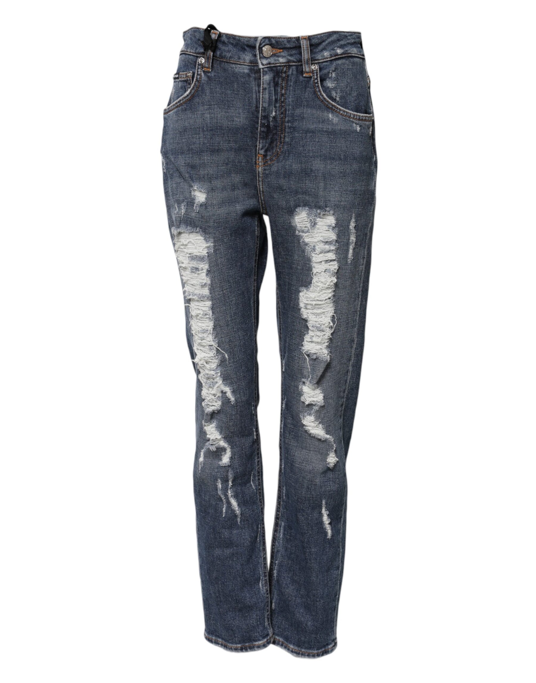 Dolce & Gabbana Blaue Boyfriend-Jeans aus zerfetztem Denim