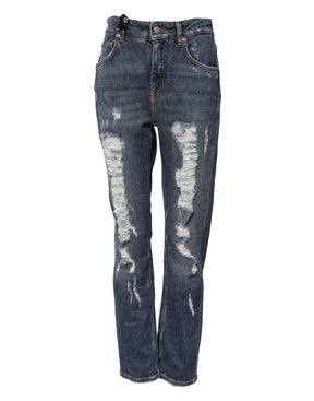 Dolce & Gabbana Blaue Boyfriend-Jeans aus zerfetztem Denim
