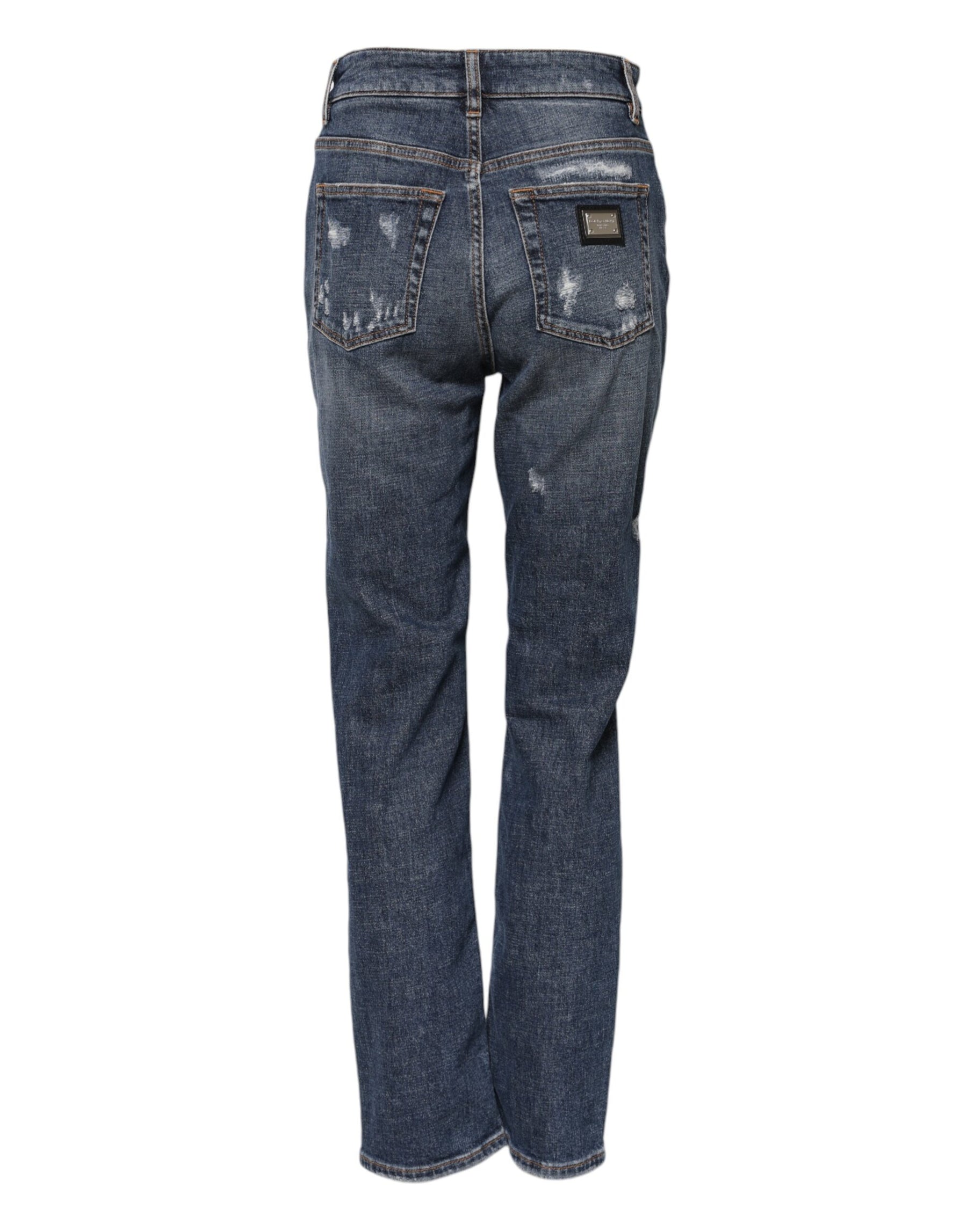 Dolce & Gabbana Blaue Boyfriend-Jeans aus zerfetztem Denim