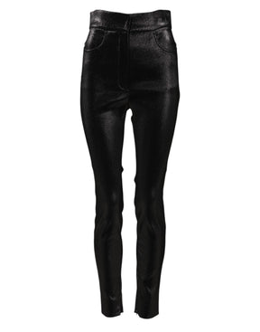 Dolce & Gabbana Schwarze Baumwoll-Stretch-Lurexfäden-Skinny-Hose