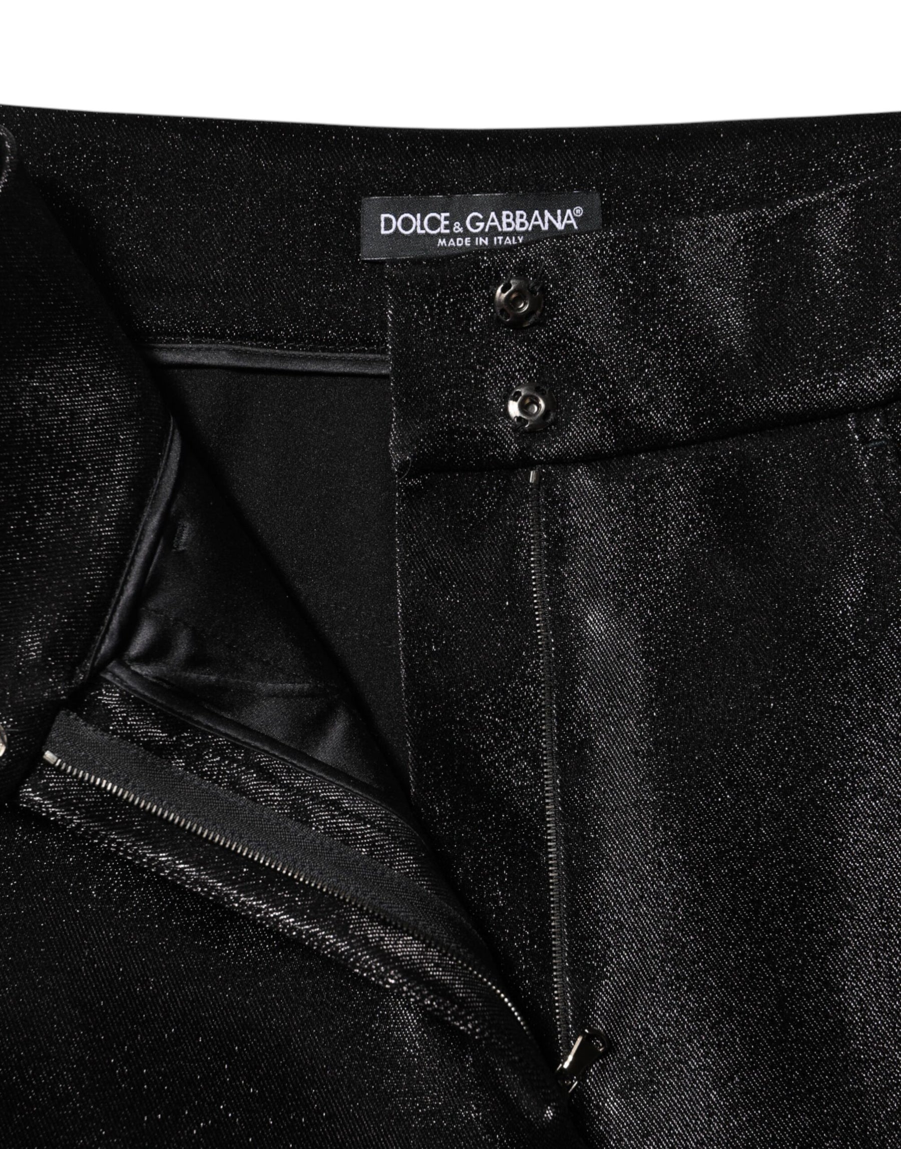 Dolce & Gabbana Schwarze Baumwoll-Stretch-Lurexfäden-Skinny-Hose