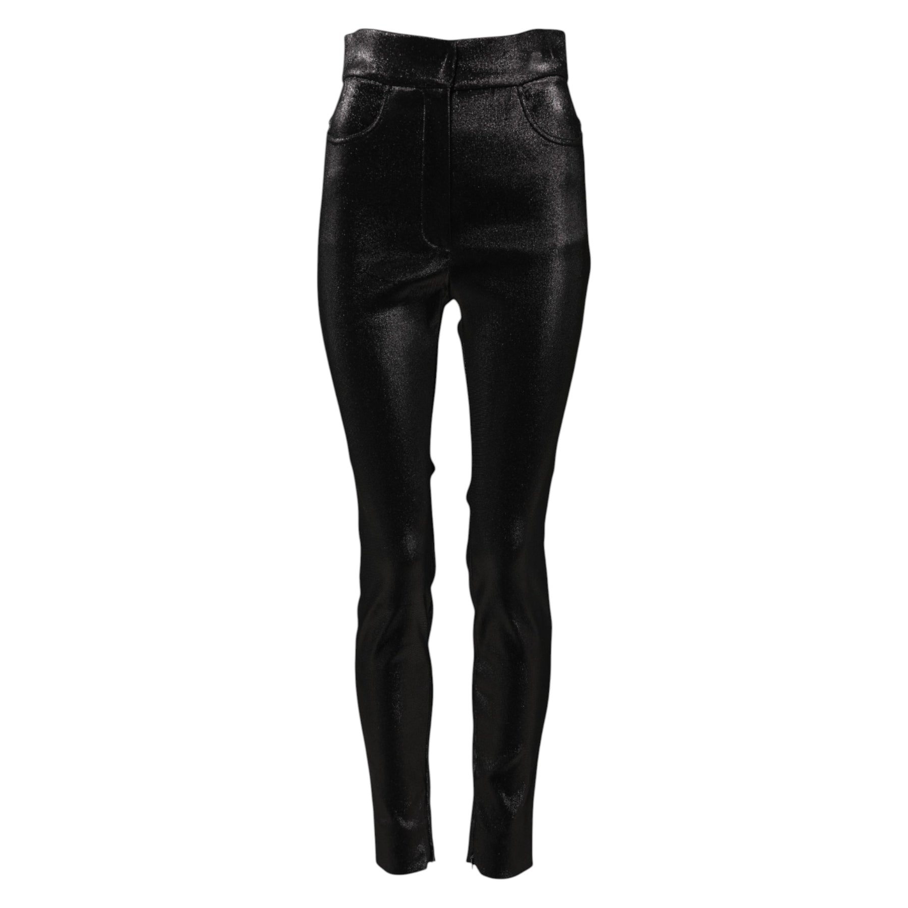 Dolce & Gabbana Schwarze Baumwoll-Stretch-Lurexfäden-Skinny-Hose