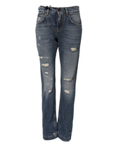 Dolce & Gabbana Blaue Boyfriend-Jeans aus zerfetztem Denim