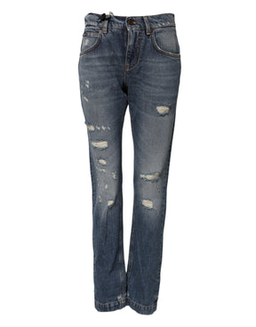 Dolce & Gabbana Blaue Boyfriend-Jeans aus zerfetztem Denim