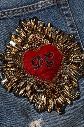Dolce & Gabbana Blaue Boyfriend-Jeans aus zerfetztem Denim