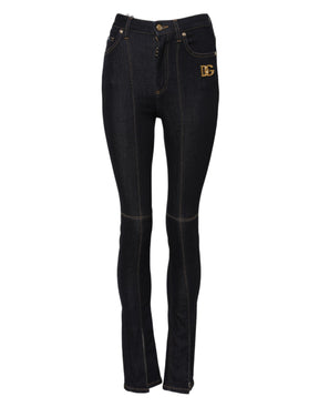 Dolce & Gabbana Blaue Baumwoll-Skinny-Denim-Jeans mit hoher Taille