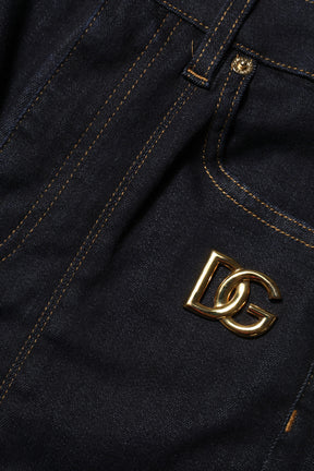 Dolce & Gabbana Blaue Baumwoll-Skinny-Denim-Jeans mit hoher Taille