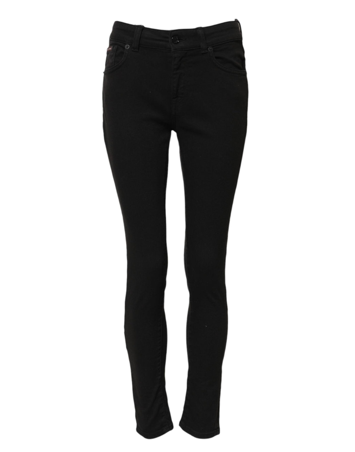 Dolce & Gabbana Schwarze Skinny Denim-Jeans aus Baumwolle mit mittlerer Taille