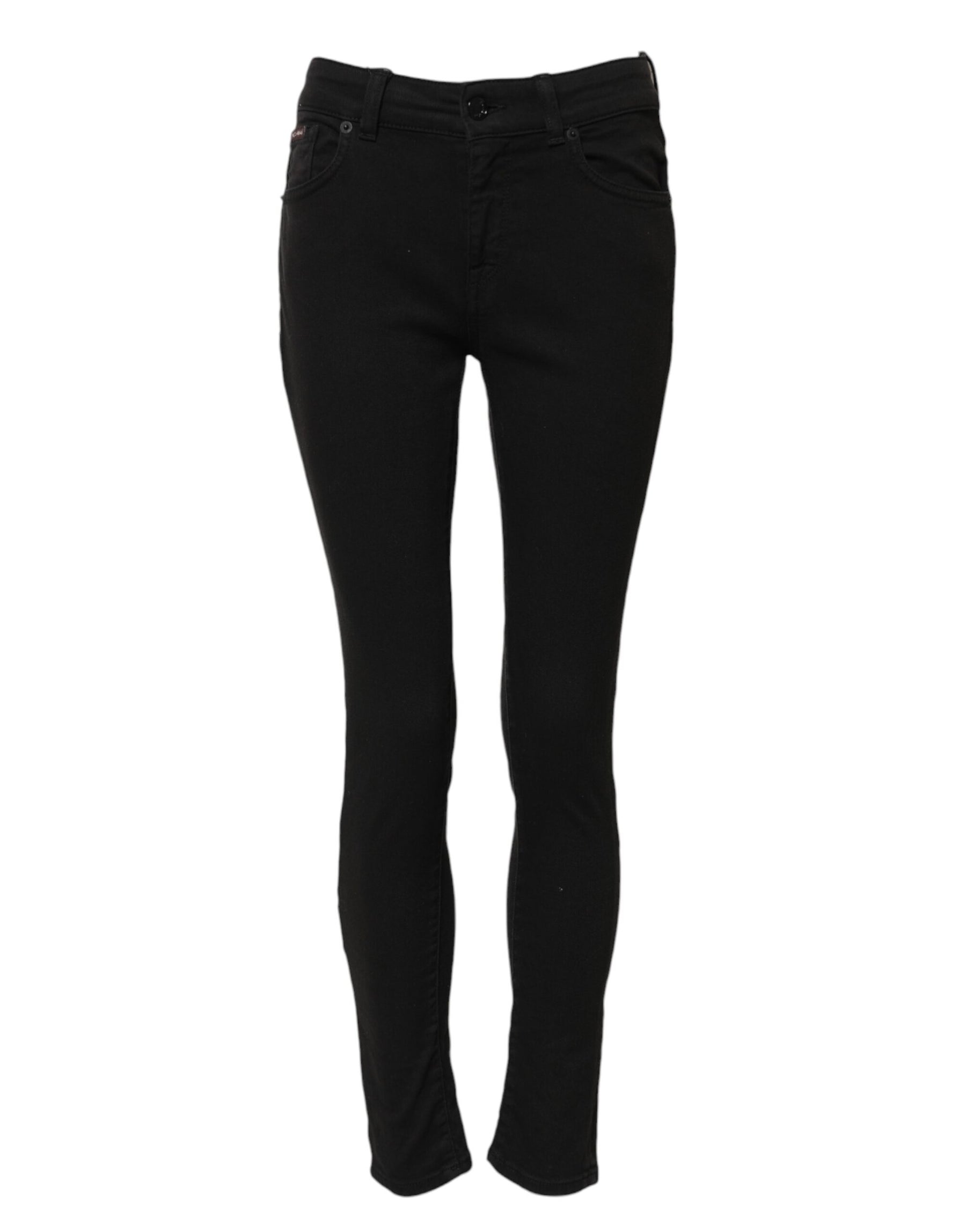 Dolce & Gabbana Schwarze Skinny Denim-Jeans aus Baumwolle mit mittlerer Taille