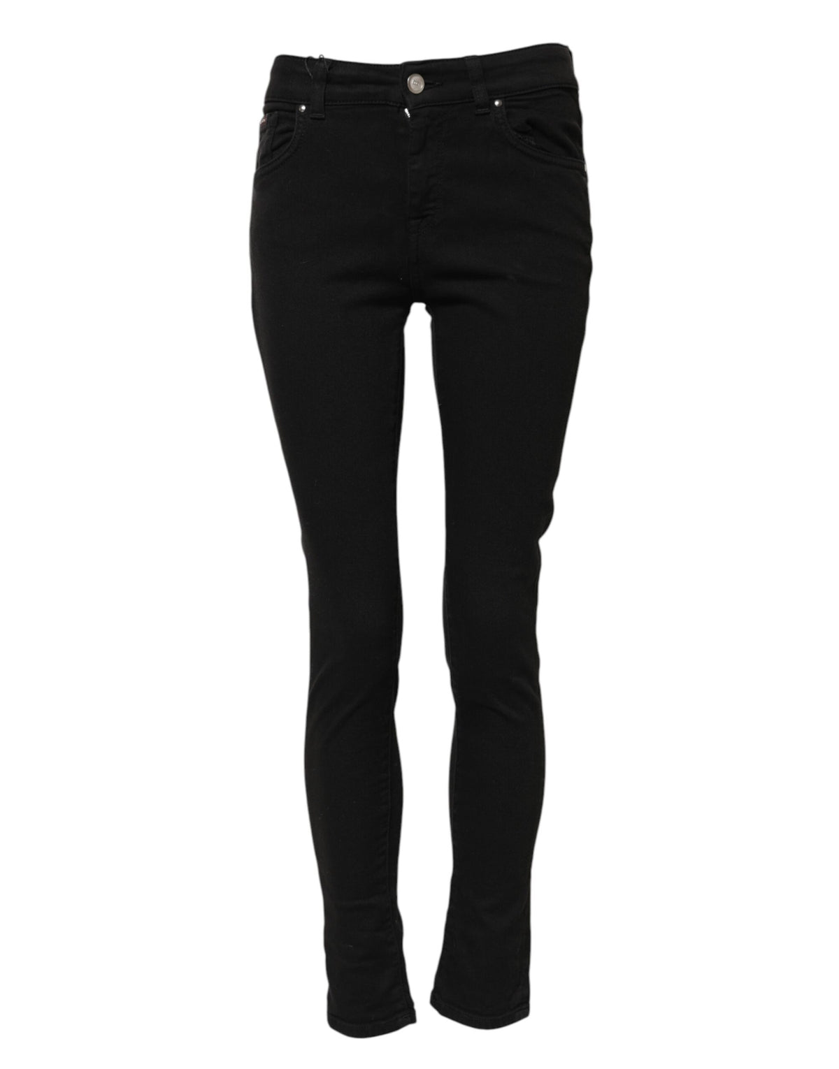 Dolce & Gabbana Schwarze Skinny Denim-Jeans aus Baumwolle mit mittlerer Taille