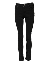 Dolce & Gabbana Schwarze Skinny Denim-Jeans aus Baumwolle mit mittlerer Taille