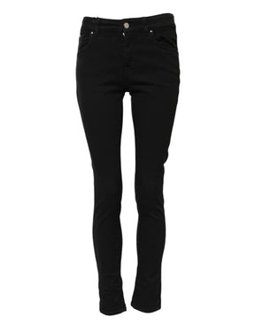 Dolce & Gabbana Schwarze Skinny Denim-Jeans aus Baumwolle mit mittlerer Taille